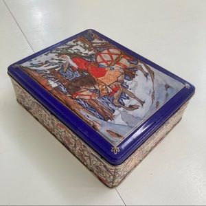 Vintage 1988 Sunrise Publications Collectible Christmas Tin Blue Saint Nicholas